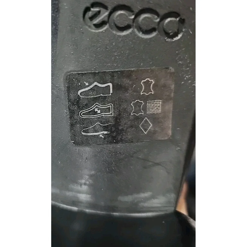 ECCO 5 Black Leather‎ Ankle Booties Chelsea Block Heel Side Zip 6.5 Women 24T